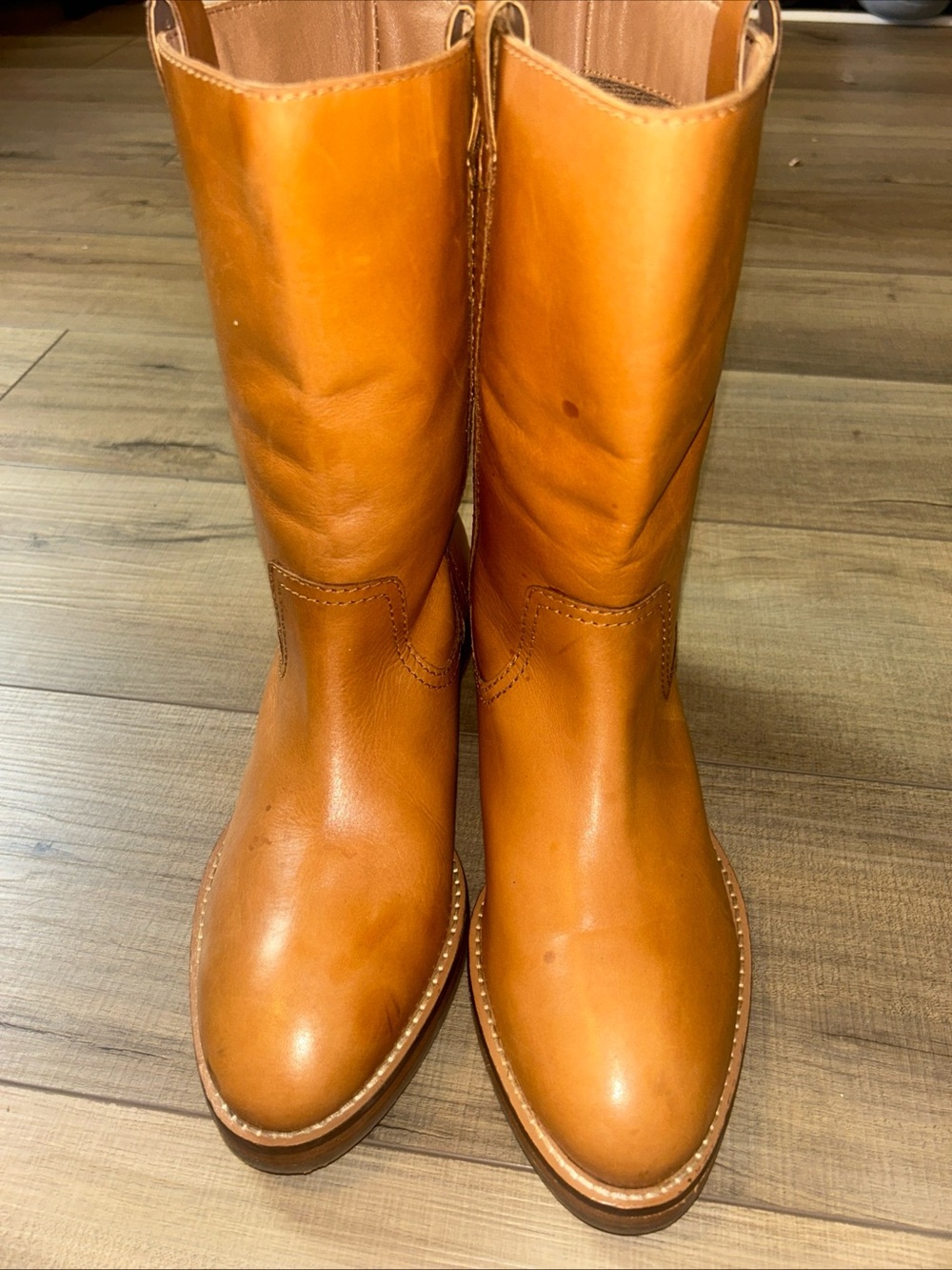 Diba True Campus Boots Natural Tan Leather Cowgirl Western Chore Retro Size 10